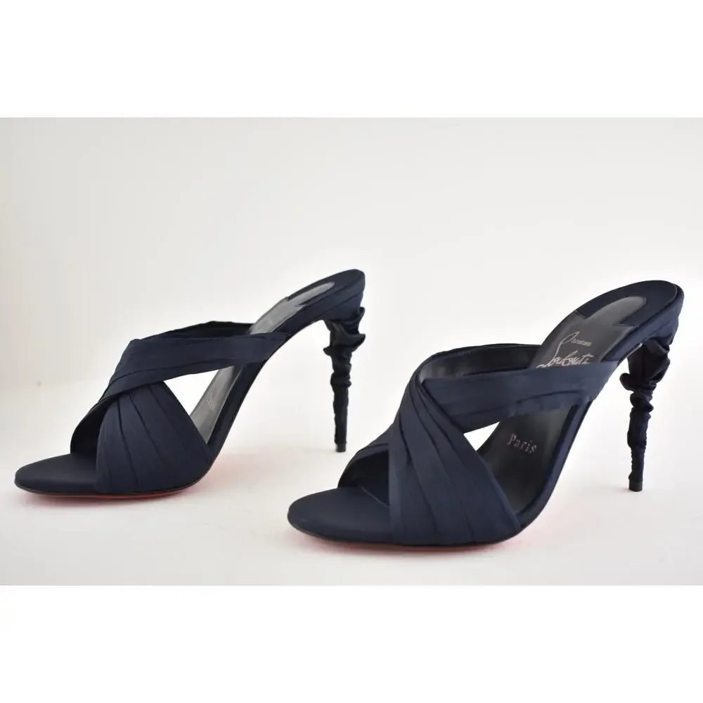 Christian Louboutin Affabula Mule 100 Last Night Navy Blue Sandal Heel Pump 36.5